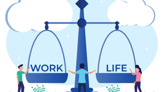 illustration graphic cartoon character of work life balance vector