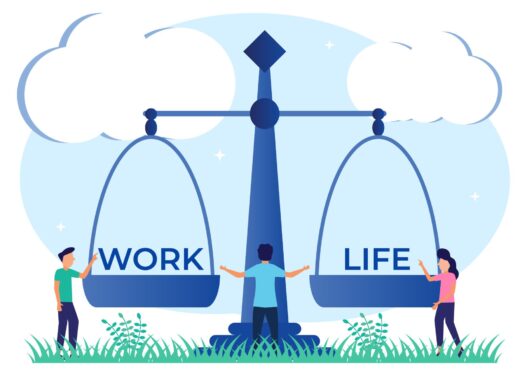 illustration graphic cartoon character of work life balance vector